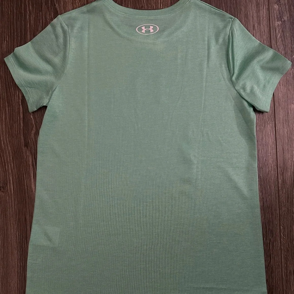 Under Armour (YLG) girl's youth dri-fit Tech twist arch Loose green shirt - Picture 2 of 6
